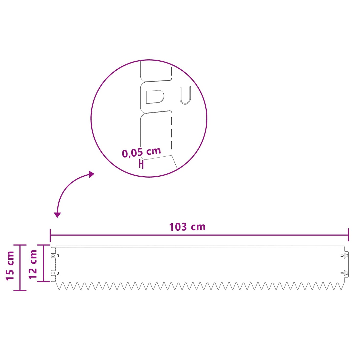 vidaXL Περίγραμμα γκαζόν 20 τμχ. 103 x 15 εκ Ατσάλι Ασημί
