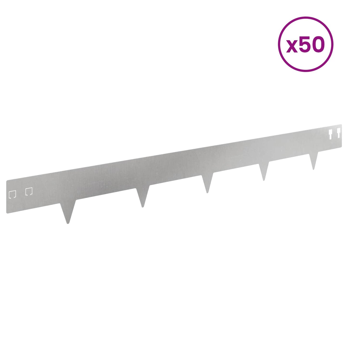 vidaXL Περίγραμμα γκαζόν 50 τμχ. 100 x 12 cm Ατσάλι Ασημί