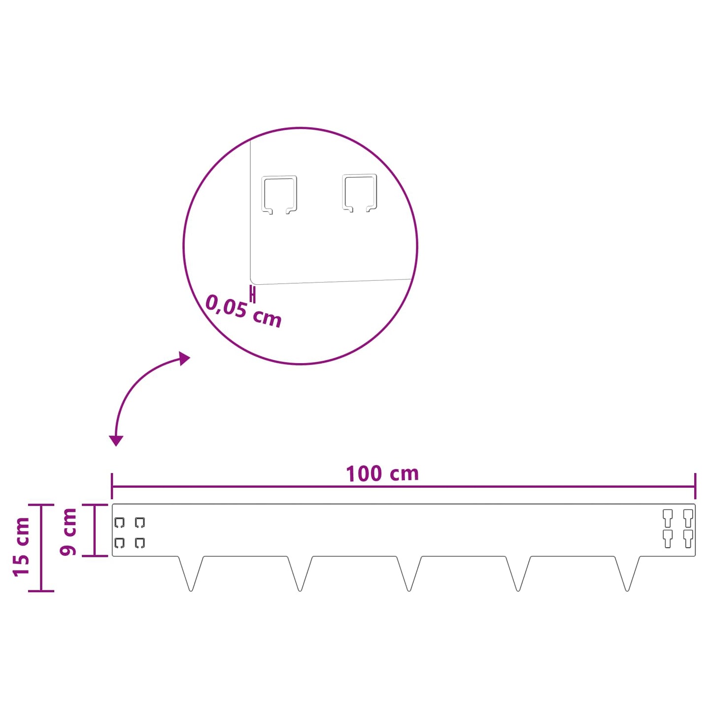vidaXL Περίγραμμα γκαζόν 50 τμχ. 100 x 15 cm Ατσάλι Λευκό
