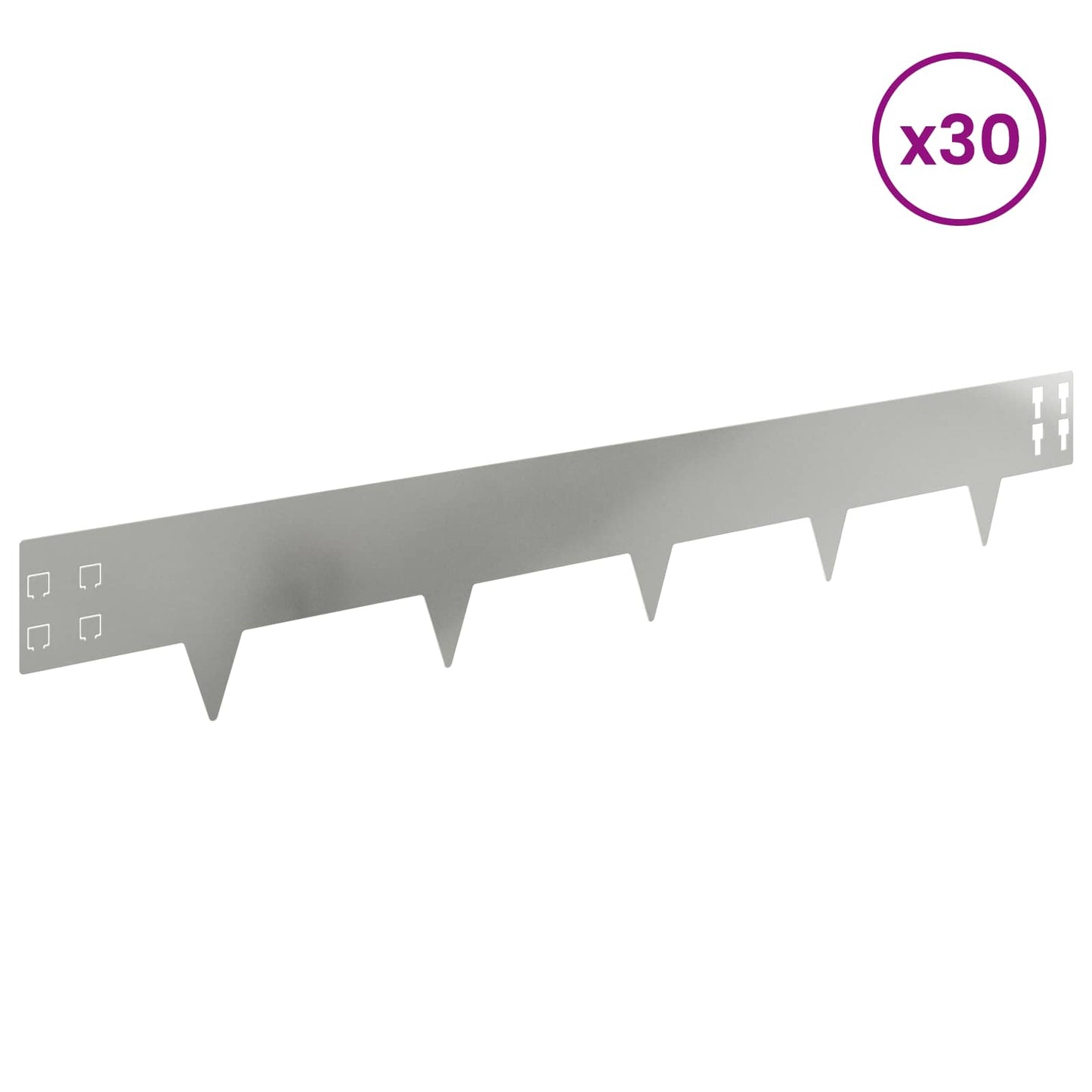 vidaXL Περίγραμμα γκαζόν 30 τμχ. 100 x 15 cm Ατσάλι Ασημί