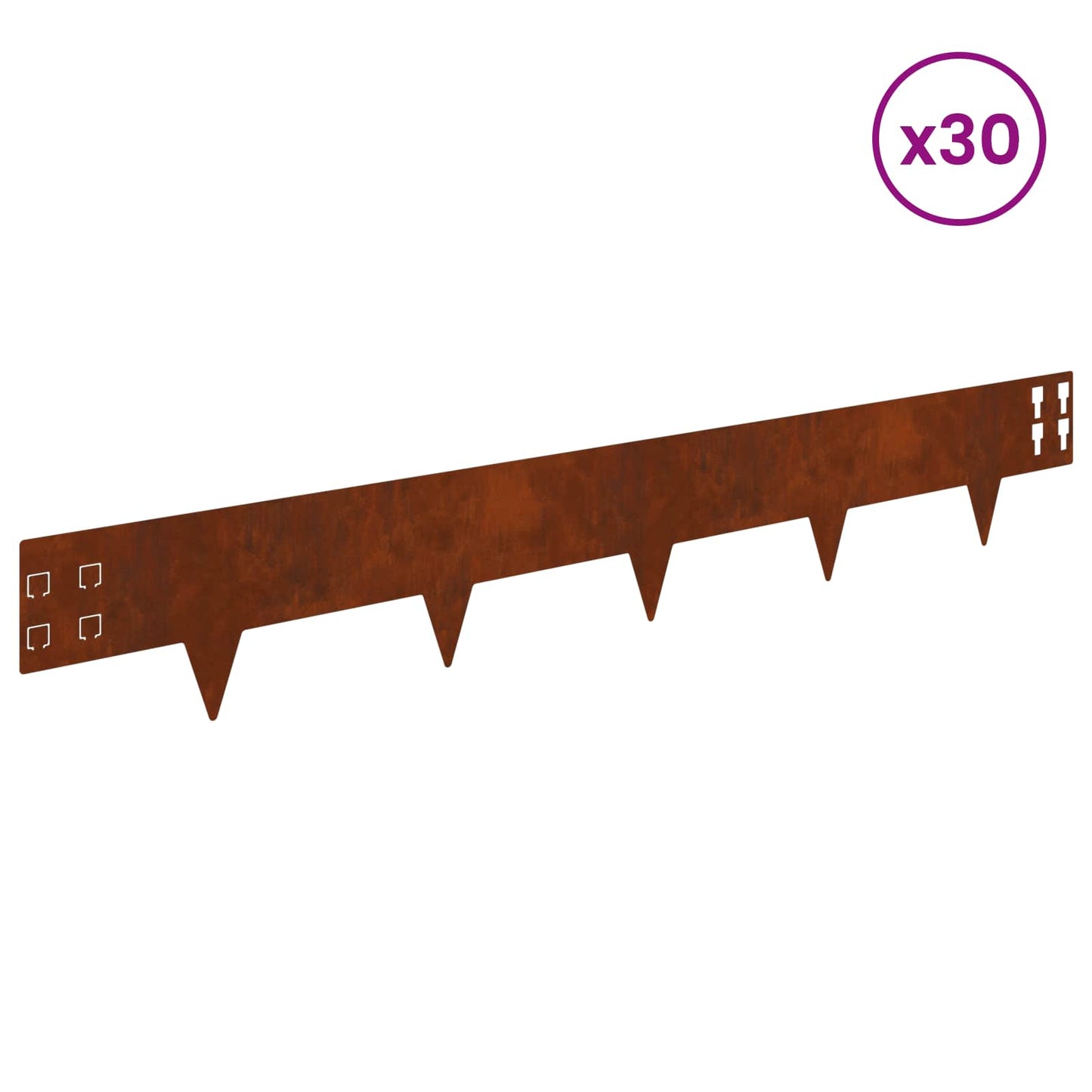 vidaXL Περίγραμμα γκαζόν 30 τμχ. 100 x 15 cm Ατσάλι Σκ rusty