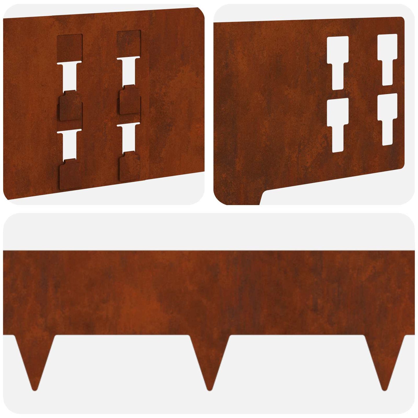 vidaXL Περίγραμμα γκαζόν 50 τμχ. 100 x 15 cm Ατσάλι Σκ rusty