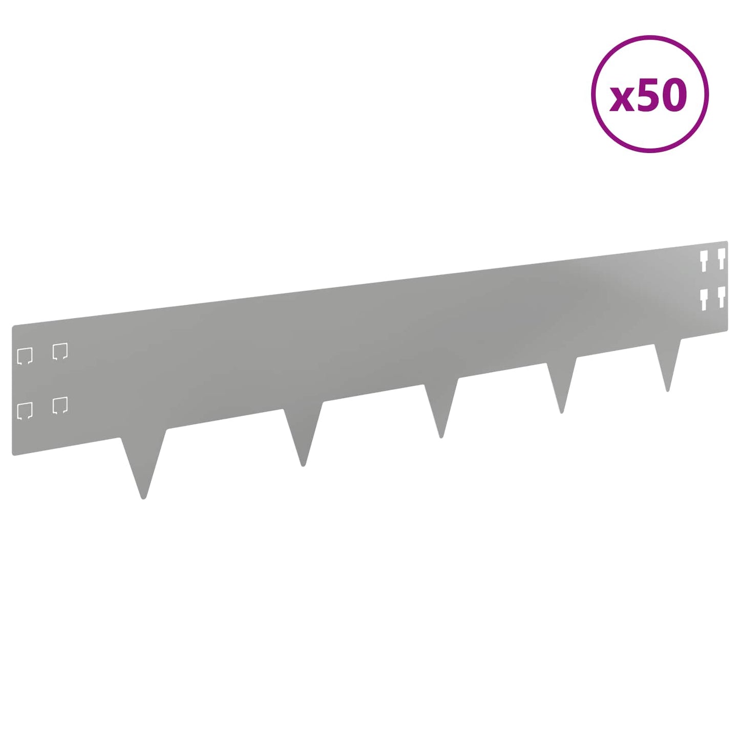 vidaXL Περίγραμμα γκαζόν 50 τμχ. 100 x 20 cm Ατσάλι Ασημί