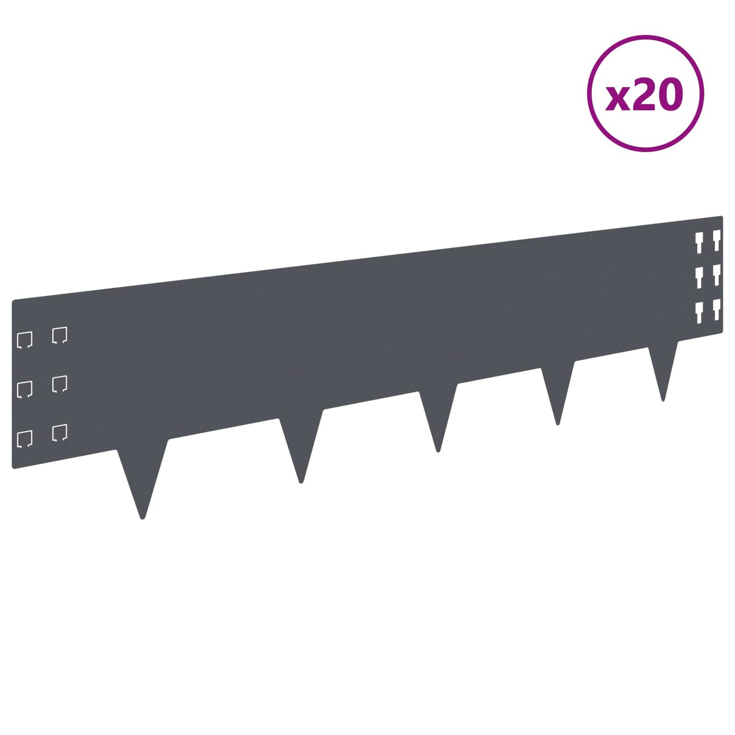 vidaXL Περίγραμμα γκαζόν 20 τμχ. 100 x 25 cm Ατσάλι Ανθρακί