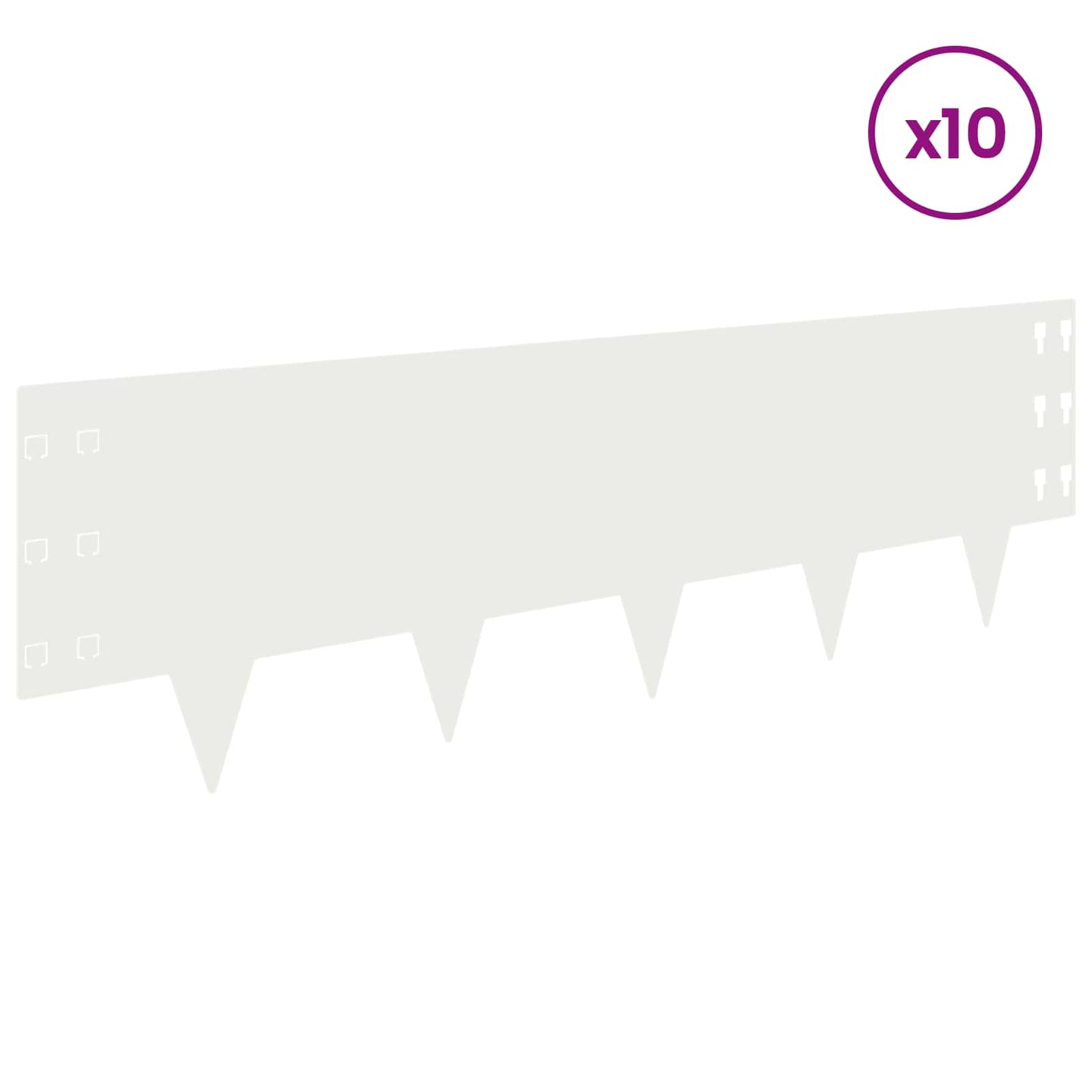 vidaXL Περίγραμμα γκαζόν 10 τμχ. 100 x 30 cm Ατσάλι Λευκό