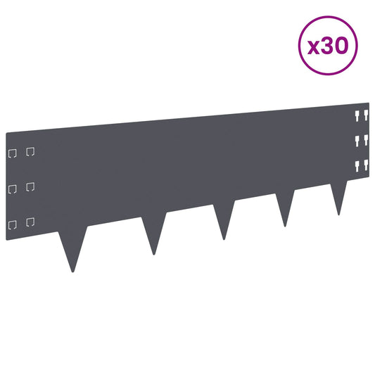 vidaXL Περίγραμμα γκαζόν 30 τμχ. 100 x 30 cm Ατσάλι Ανθρακί