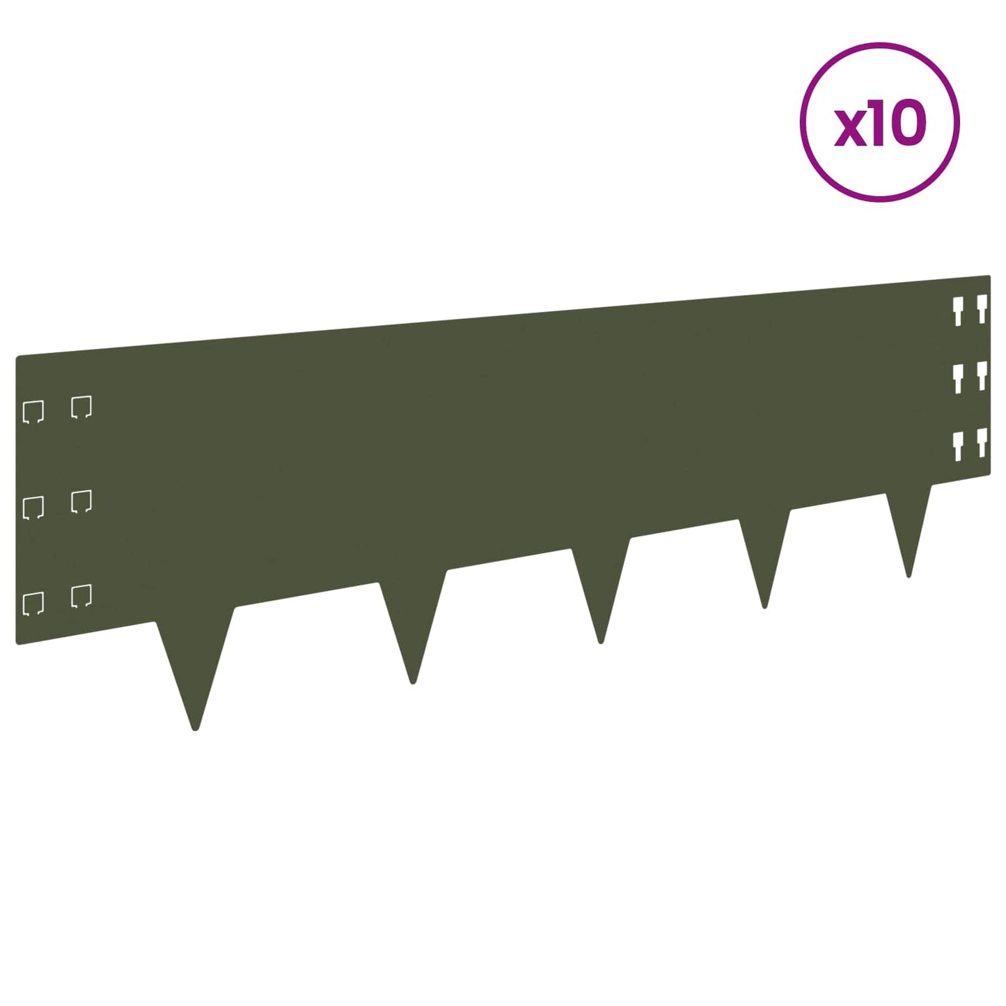 vidaXL Περίγραμμα γκαζόν 10 τμχ. 100 x 30 cm Ατσάλι Λαδί