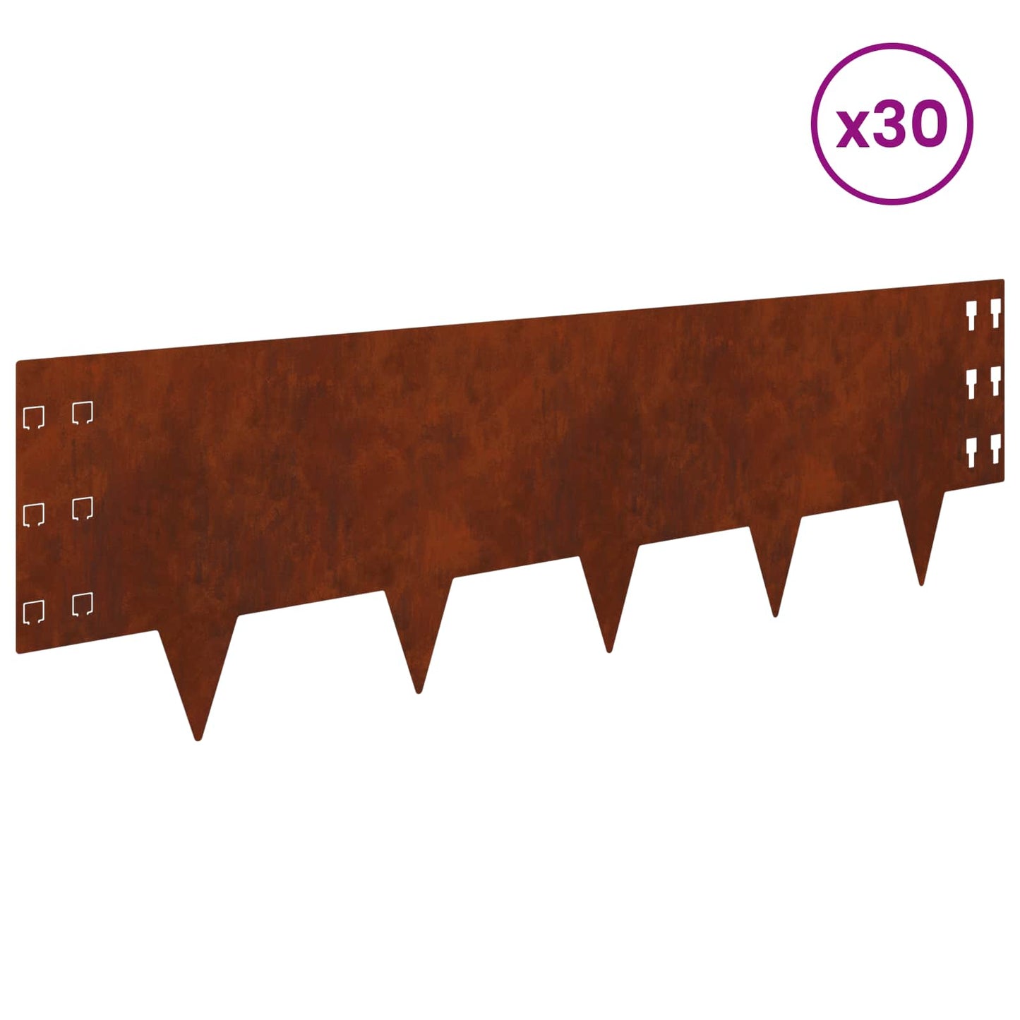 vidaXL Περίγραμμα γκαζόν 30 τμχ. 100 x 30 cm Ατσάλι Σκ rusty