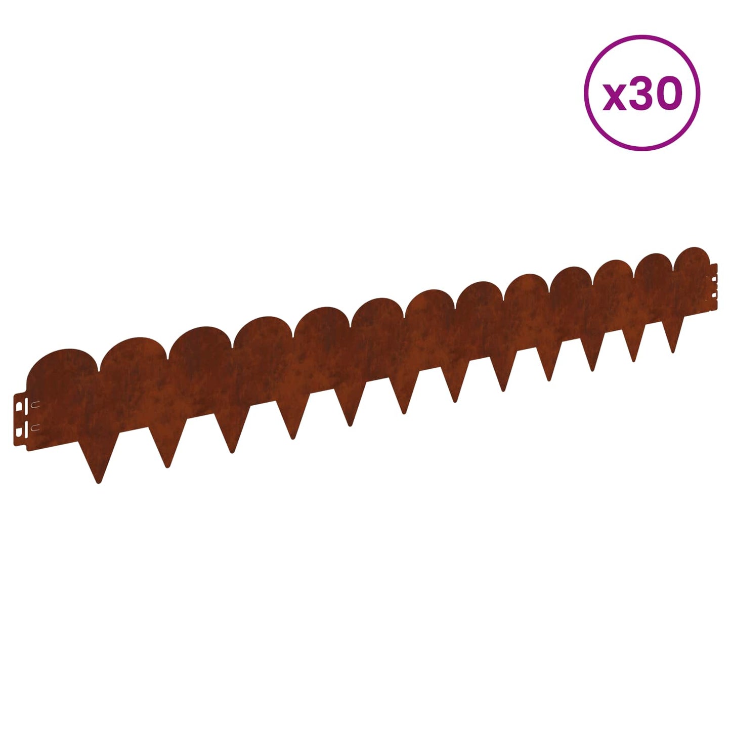 vidaXL Περίγραμμα γκαζόν 30 τμχ. 103 x 15 εκ Ατσάλι Σκ rusty