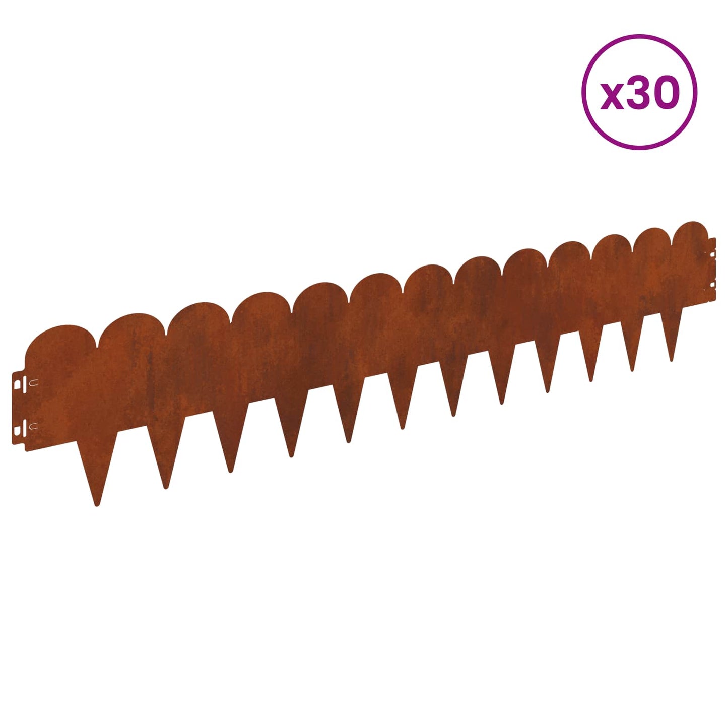 vidaXL Περίγραμμα γκαζόν 30 τμχ. 103 x 20 εκ Ατσάλι Σκ rusty