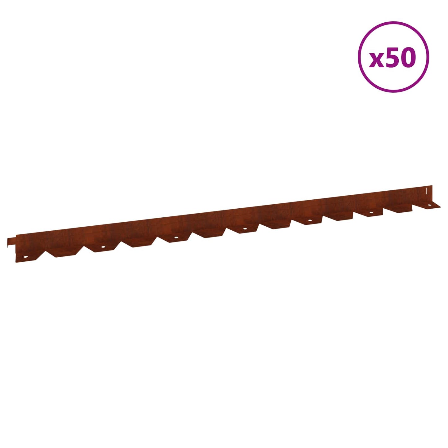 vidaXL Περίγραμμα γκαζόν 50 τμχ. 102 x 4 x 4 εκ. Ατσάλι Σκ rusty