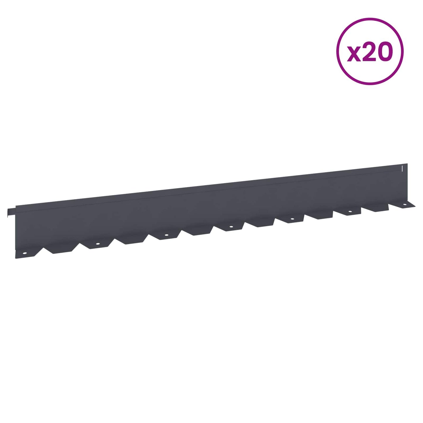 vidaXL Περίγραμμα γκαζόν 20 τμχ. 102 x 10 x 4 εκ. Ατσάλι Ανθρακί