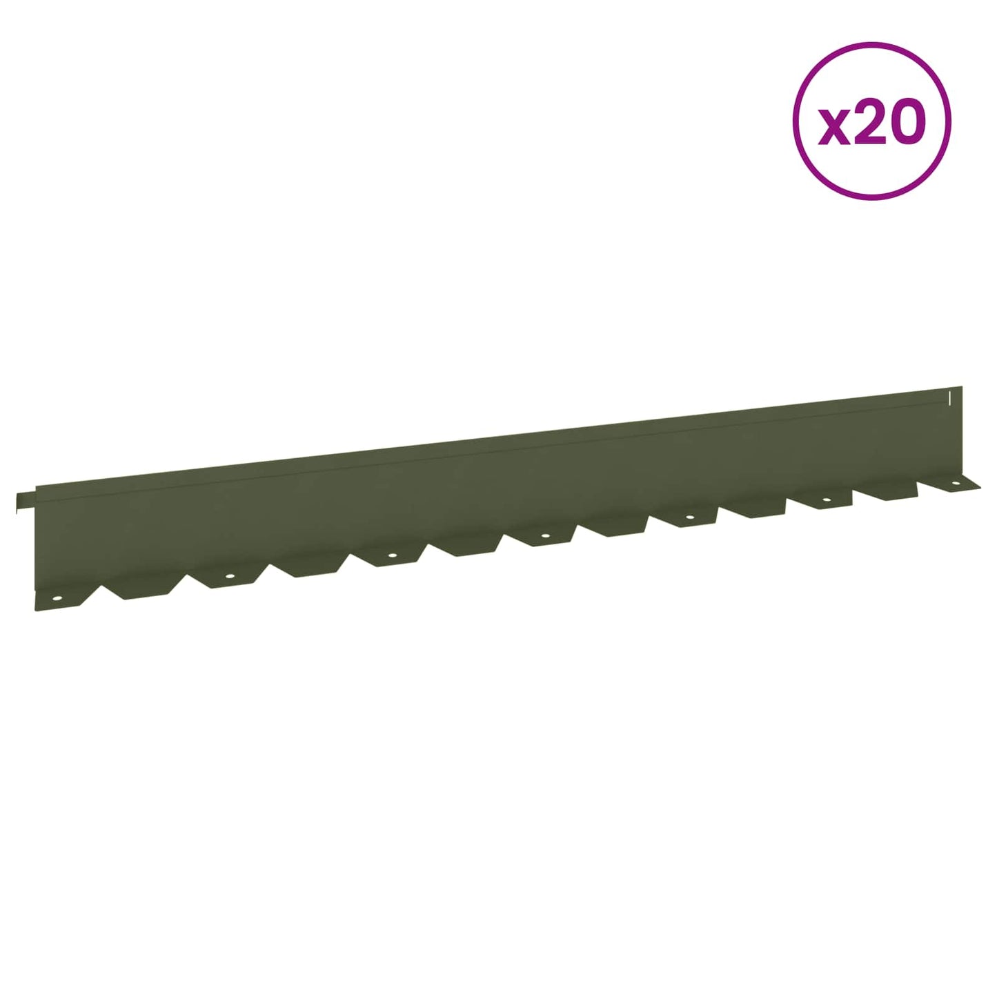 vidaXL Περίγραμμα γκαζόν 20 τμχ. 102 x 10 x 4 εκ. Ατσάλι Λαδί