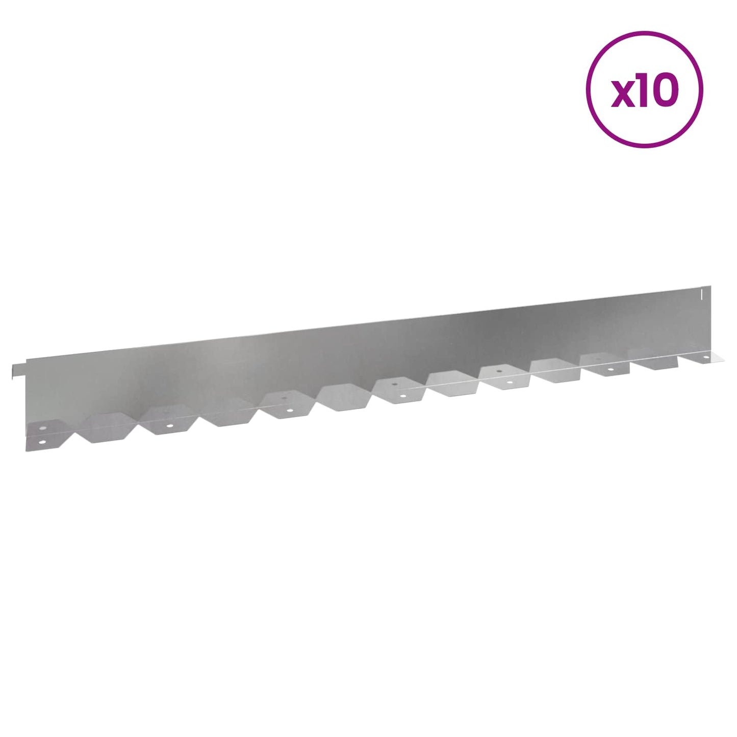 vidaXL Περίγραμμα γκαζόν 10 τμχ. 102 x 10 x 4 εκ. Ατσάλι Ασημί