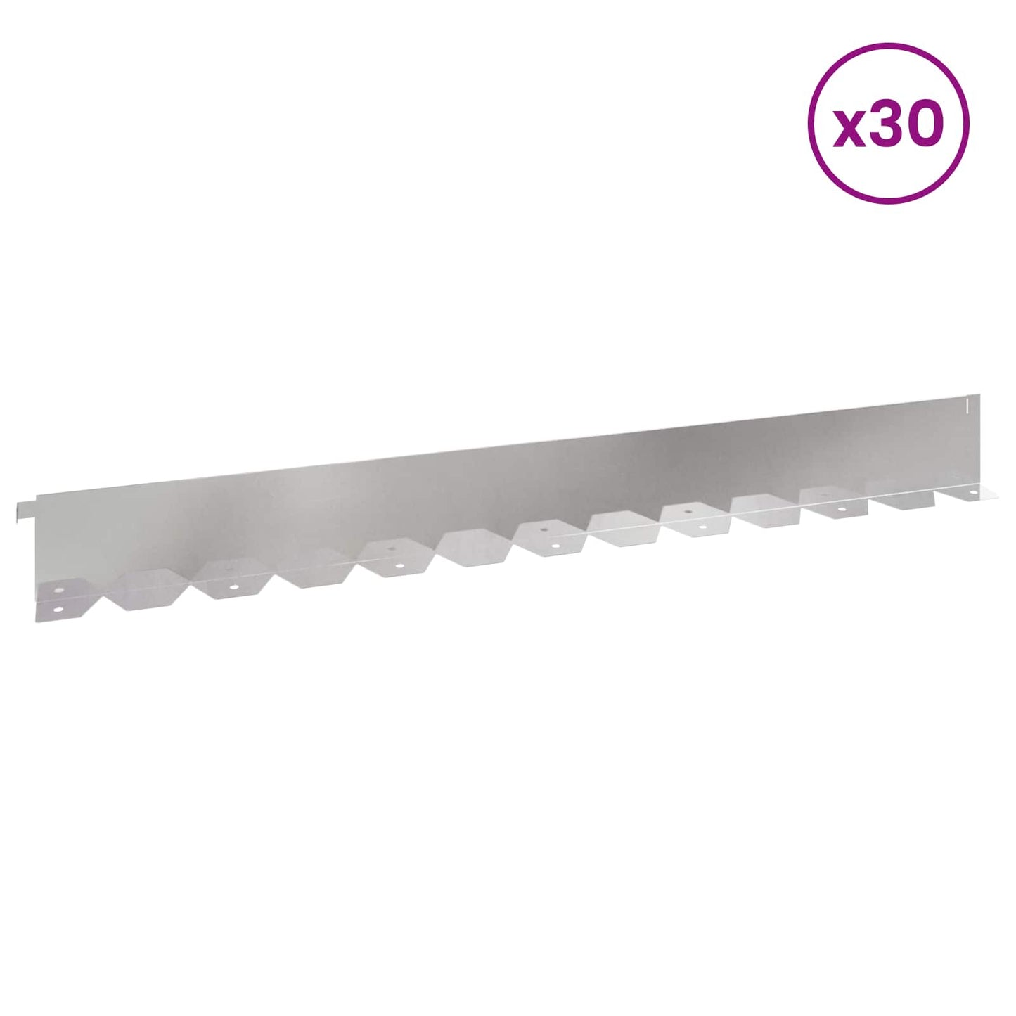 vidaXL Περίγραμμα γκαζόν 30 τμχ. 102 x 10 x 4 εκ. Ατσάλι Ασημί