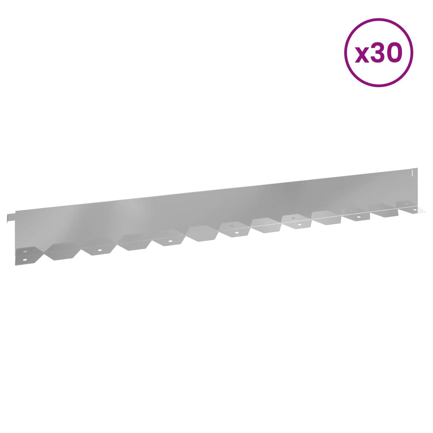 vidaXL Περίγραμμα γκαζόν 30 τμχ. 102 x 10 x 4 εκ. Ατσάλι Ασημί