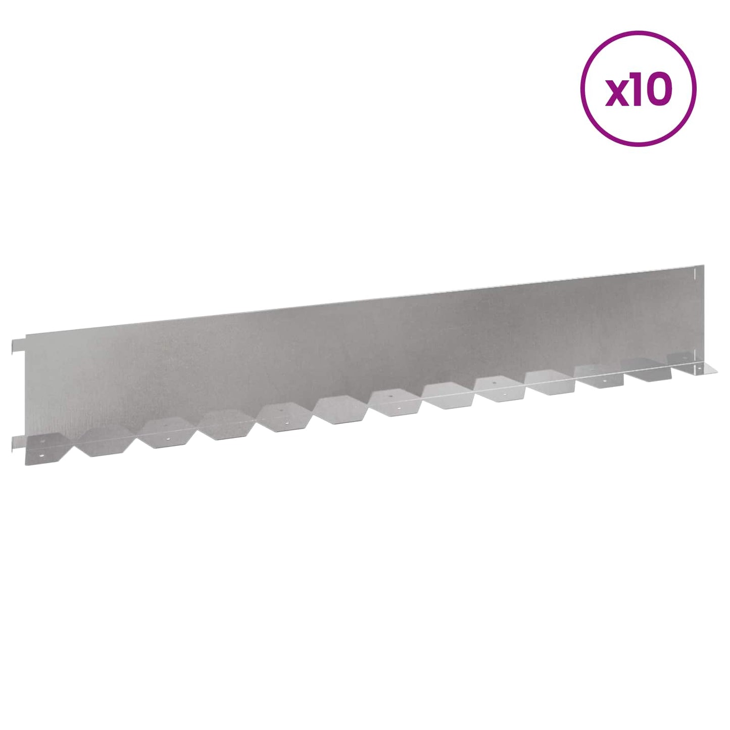 vidaXL Περίγραμμα γκαζόν 10 τμχ. 102 x 15 x 4 εκ. Ατσάλι Ασημί