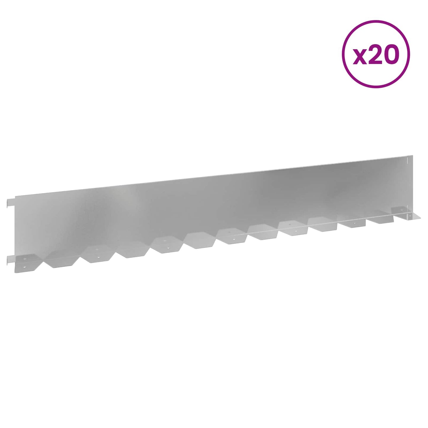 vidaXL Περίγραμμα γκαζόν 20 τμχ. 102 x 15 x 4 εκ. Ατσάλι Ασημί