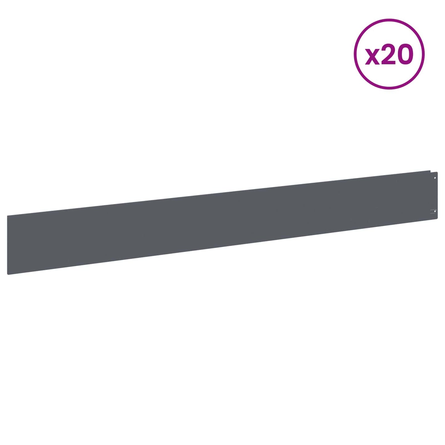 vidaXL Περίγραμμα γκαζόν 20 τμχ. 100 x 12 cm Ατσάλι Ανθρακί