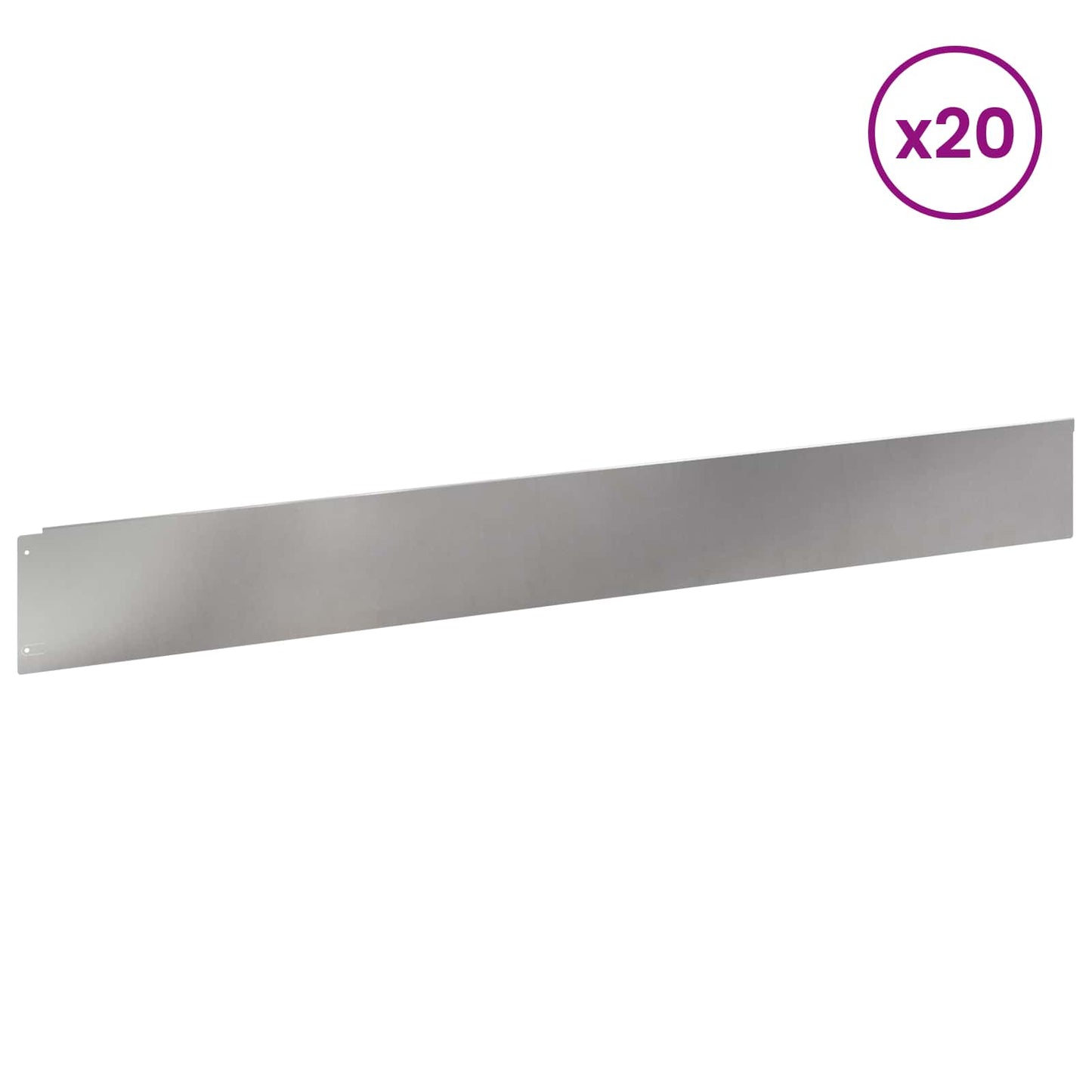vidaXL Περίγραμμα γκαζόν 20 τμχ. 100 x 12 cm Ατσάλι Ασημί