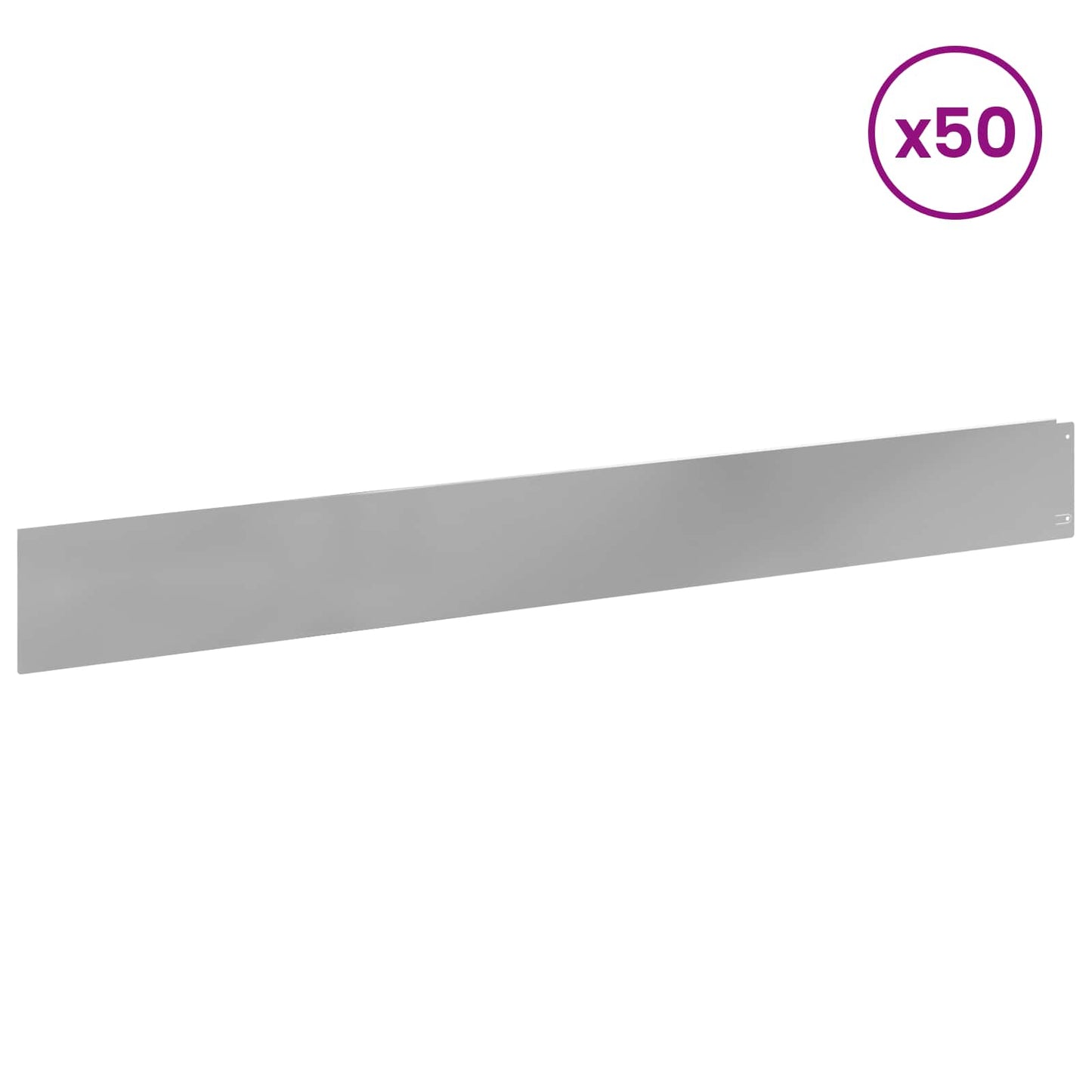 vidaXL Περίγραμμα γκαζόν 50 τμχ. 100 x 12 cm Ατσάλι Ασημί