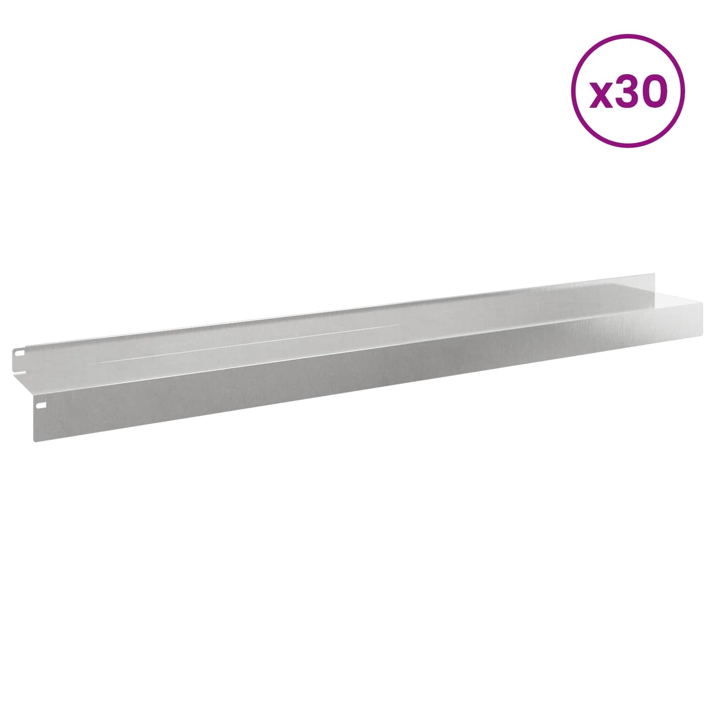 vidaXL Περίγραμμα γκαζόν 30 τμχ. 100 x 10 x 8 εκ Ατσάλι Ασημί
