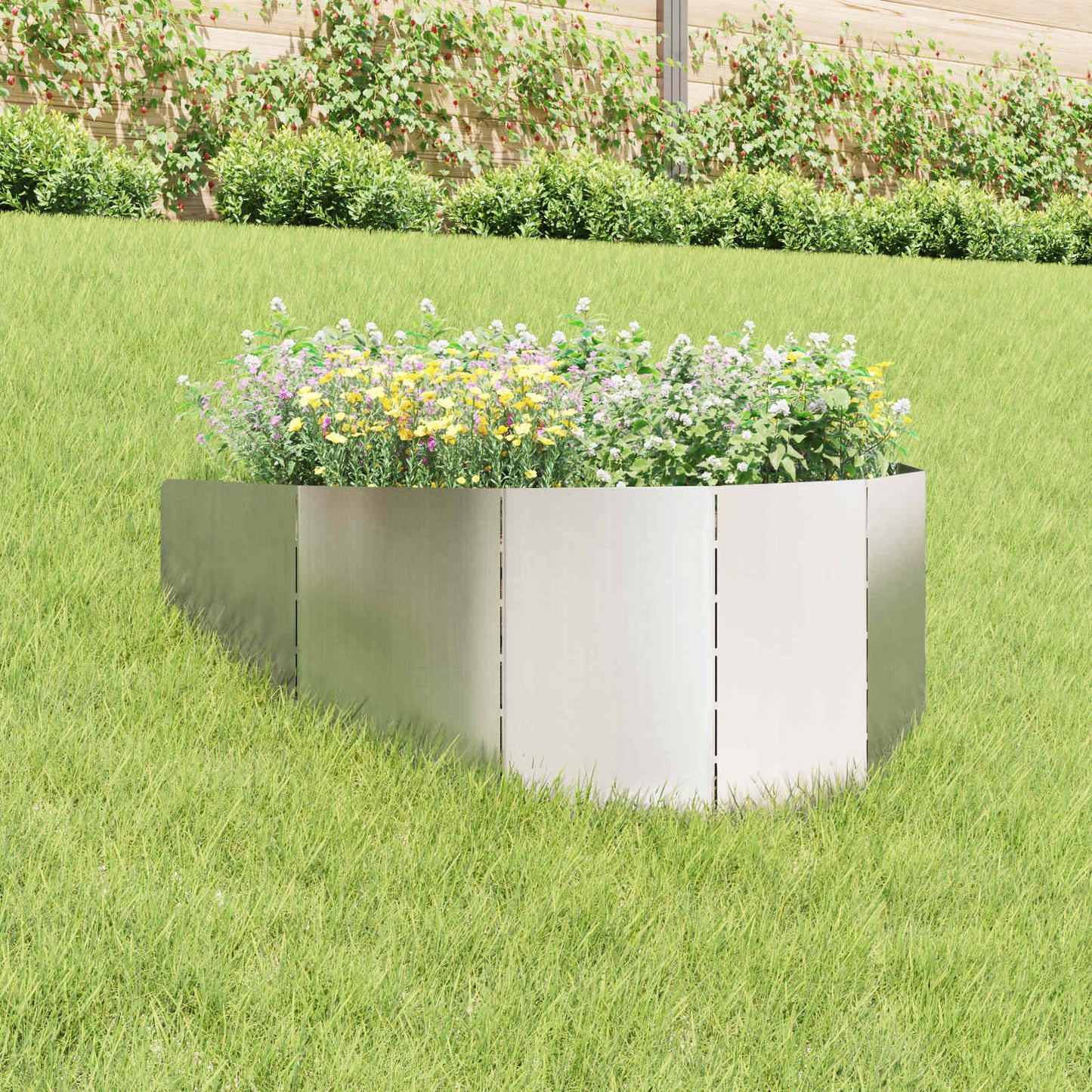 vidaXL Περίγραμμα γκαζόν 100 x 45 cm Ατσάλι Ασημί
