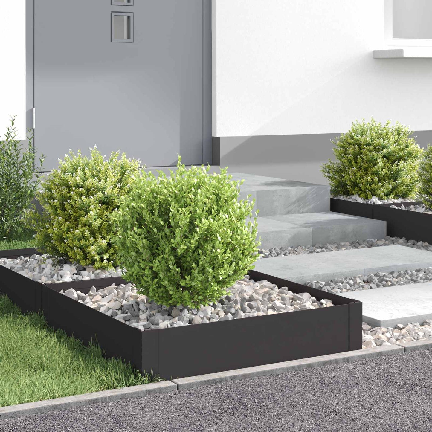 vidaXL Περίγραμμα γκαζόν 4 pcs 60 x 60 x 20 εκ Ατσάλι Μαύρο