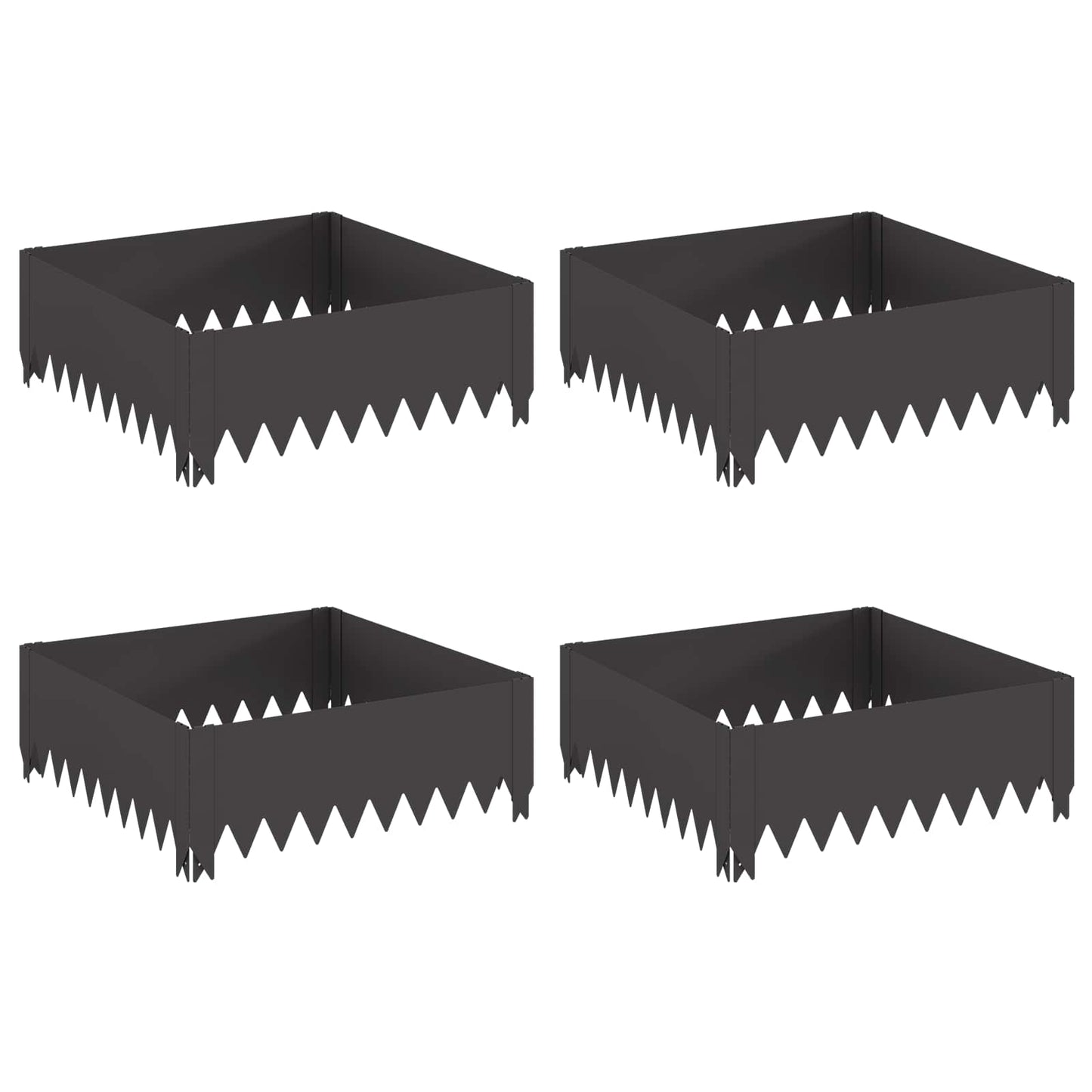 vidaXL Περίγραμμα γκαζόν 4 pcs 60 x 60 x 20 εκ Ατσάλι Μαύρο