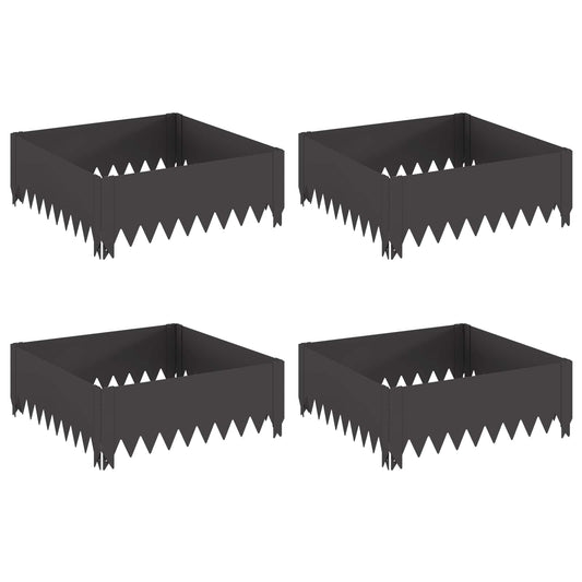 vidaXL Περίγραμμα γκαζόν 4 pcs 60 x 60 x 20 εκ Ατσάλι Μαύρο