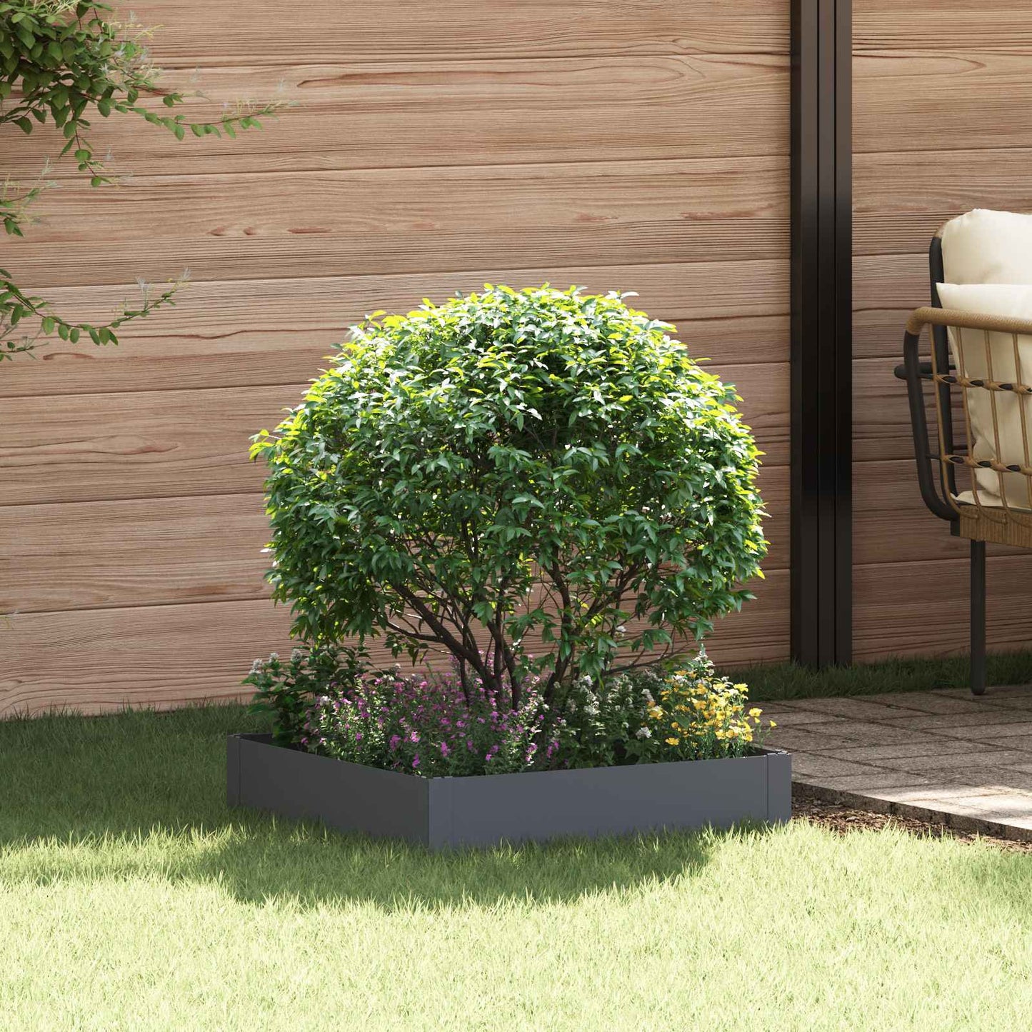 vidaXL Περίγραμμα γκαζόν 60 x 60 x 20 εκ Ατσάλι Ανθρακί