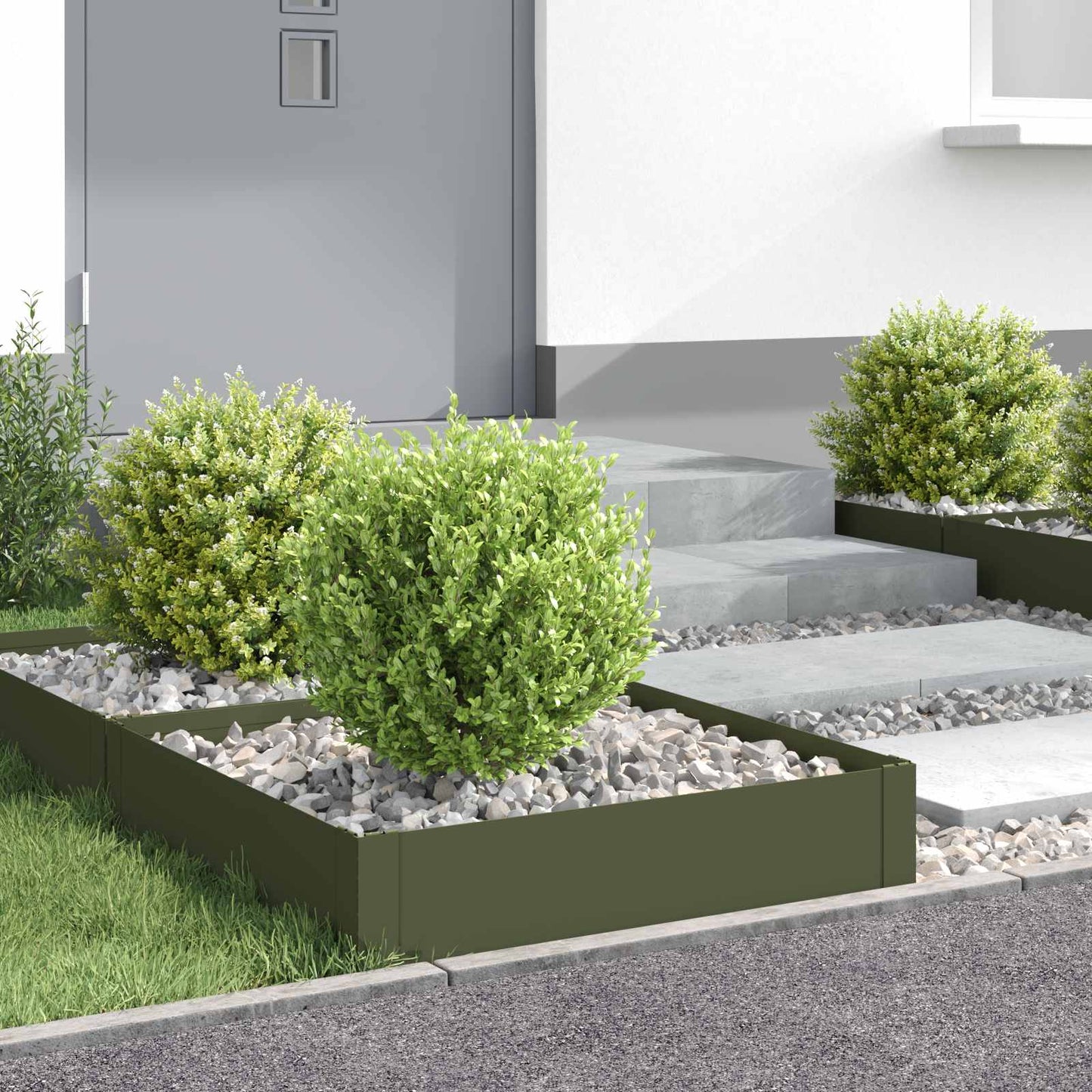 vidaXL Περίγραμμα γκαζόν 4 τμχ. 60 x 60 x 20 εκ Ατσάλι Λαδί