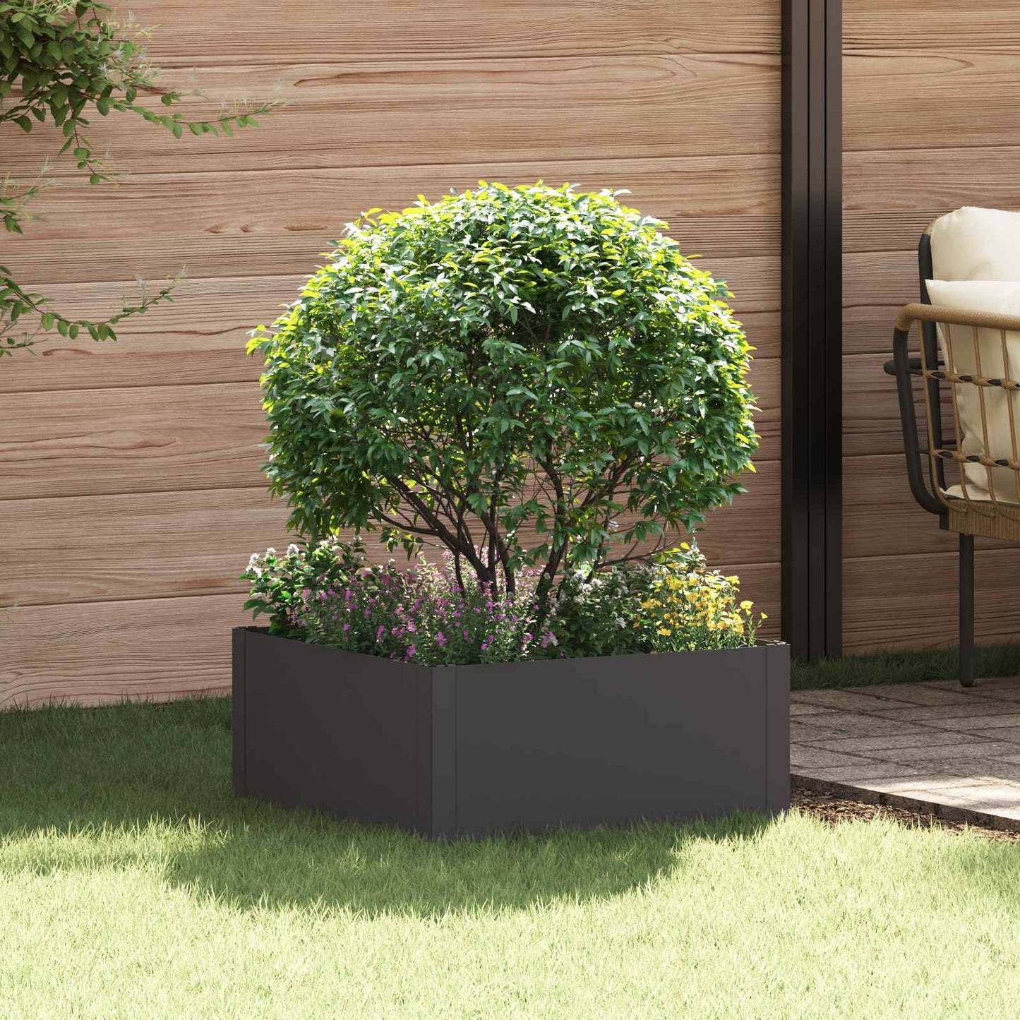 vidaXL Περίγραμμα γκαζόν 60 x 60 x 35 cm Ατσάλι Μαύρο