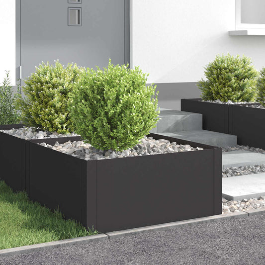 vidaXL Περίγραμμα γκαζόν 4 τμχ. 60 x 60 x 35 cm Ατσάλι Μαύρο