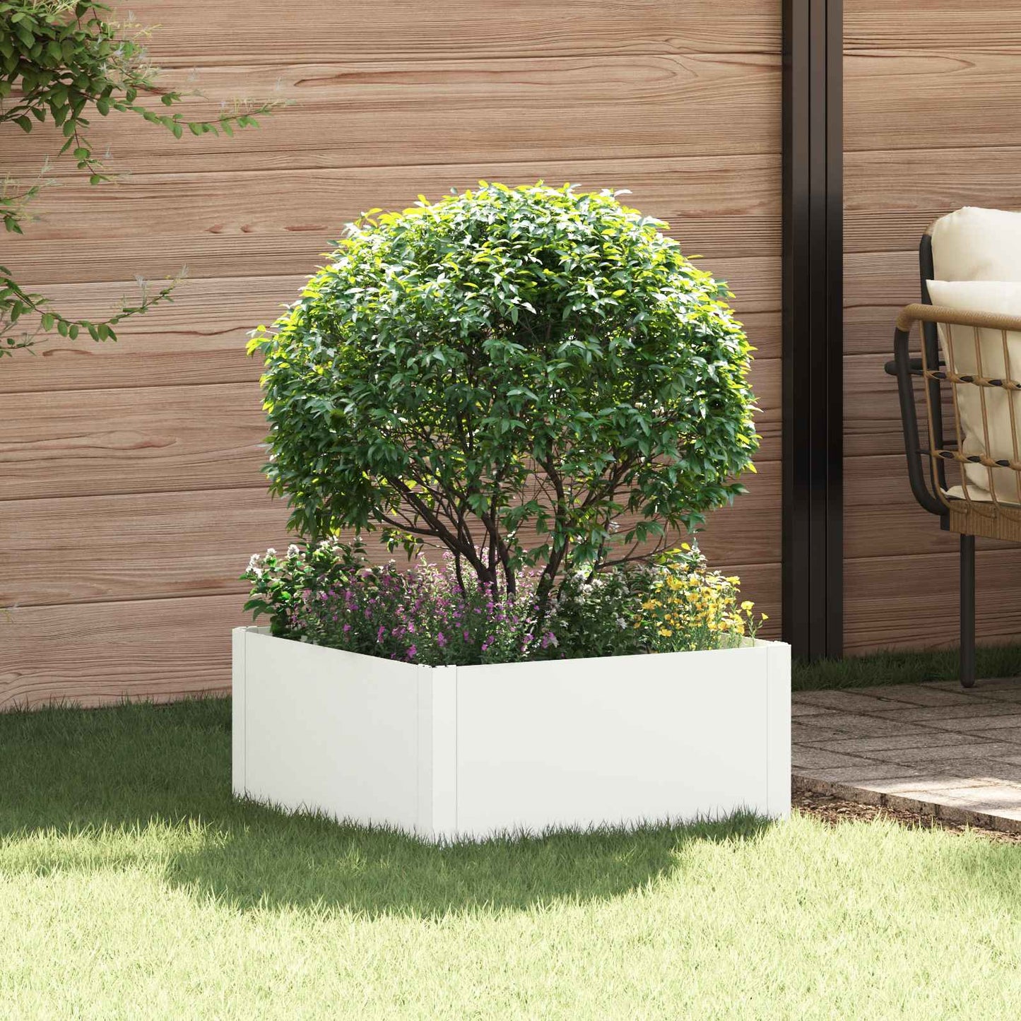 vidaXL Περίγραμμα γκαζόν 60 x 60 x 35 cm Ατσάλι Λευκό