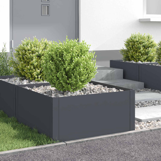vidaXL Περίγραμμα γκαζόν 4 pcs 60 x 60 x 35 cm Ατσάλι Ανθρακί