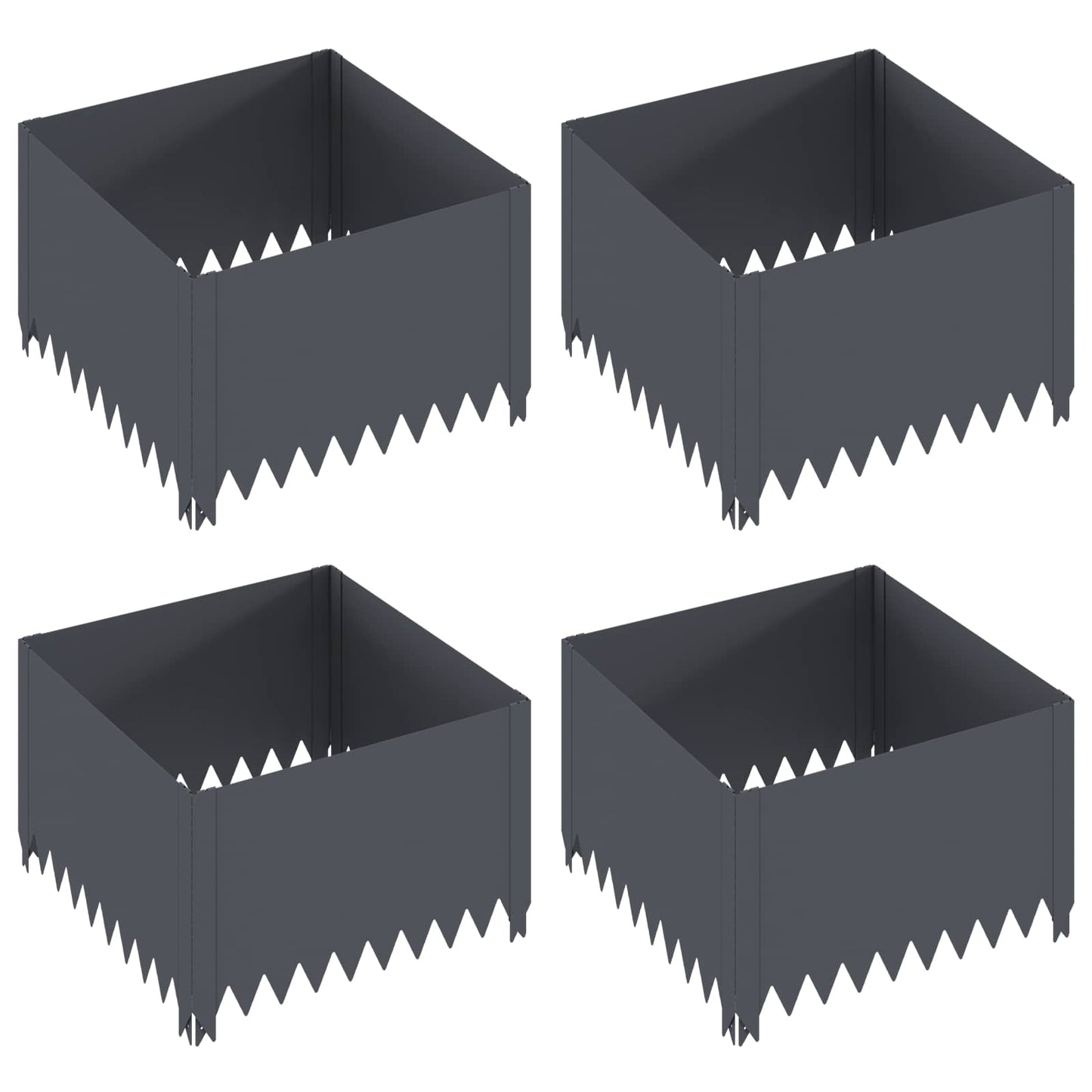 vidaXL Περίγραμμα γκαζόν 4 pcs 60 x 60 x 35 cm Ατσάλι Ανθρακί