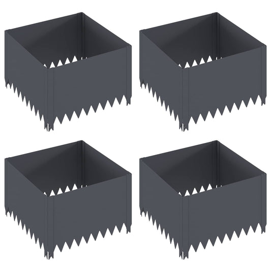 vidaXL Περίγραμμα γκαζόν 4 pcs 60 x 60 x 35 cm Ατσάλι Ανθρακί
