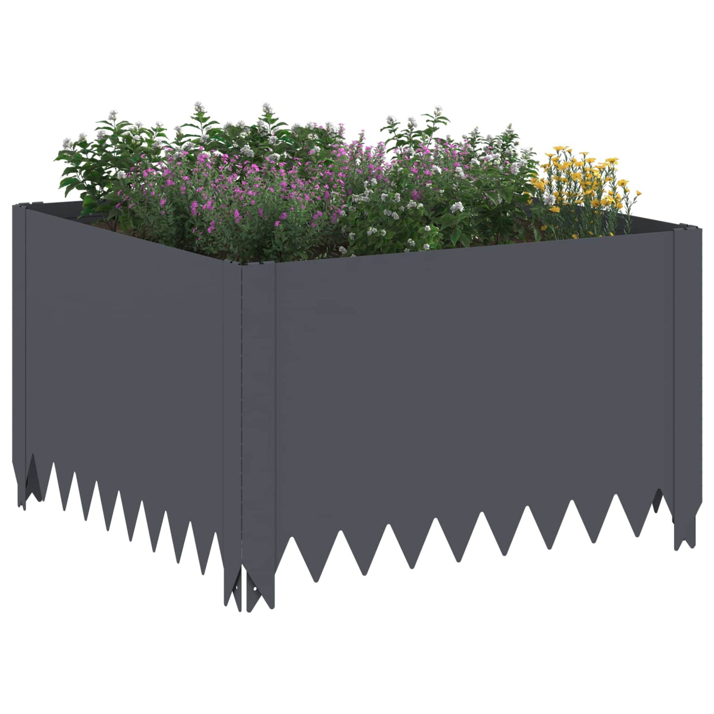 vidaXL Περίγραμμα γκαζόν 4 pcs 60 x 60 x 35 cm Ατσάλι Ανθρακί