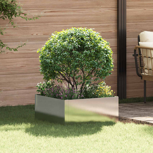 vidaXL Περίγραμμα γκαζόν 60 x 60 x 35 cm Ατσάλι Ασημί