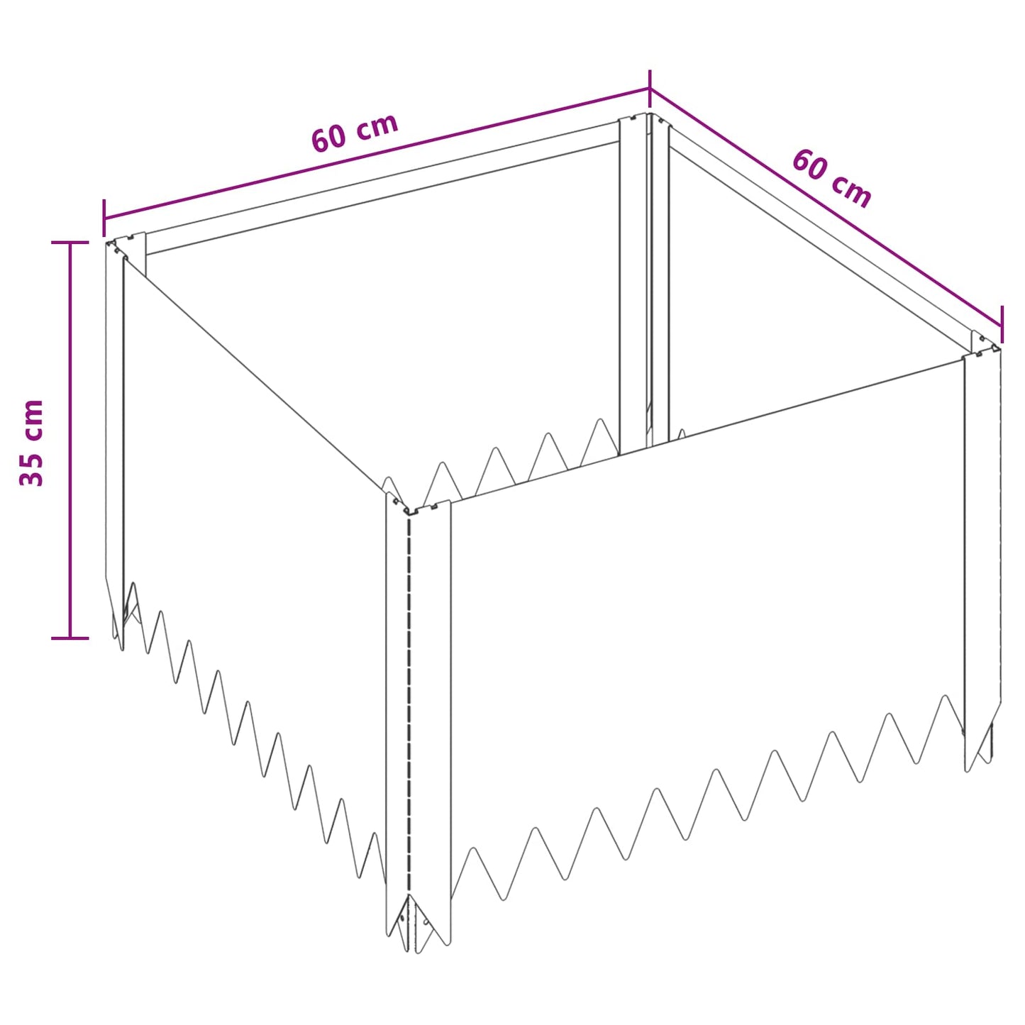 vidaXL Περίγραμμα γκαζόν 60 x 60 x 35 cm Ατσάλι Ασημί