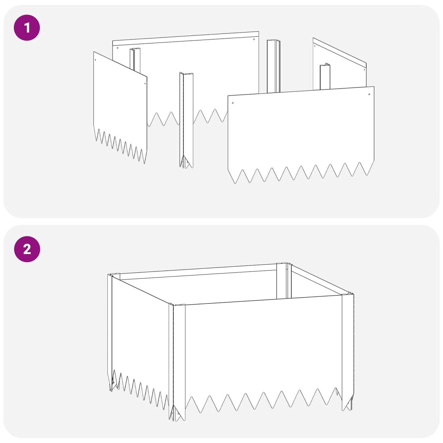 vidaXL Περίγραμμα γκαζόν 4 τμχ. 60 x 60 x 35 cm Ατσάλι Ασημί