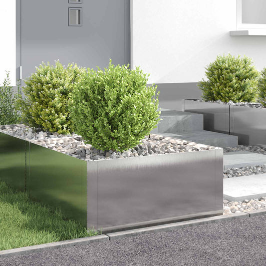 vidaXL Περίγραμμα γκαζόν 4 τμχ. 60 x 60 x 35 cm Ατσάλι Ασημί