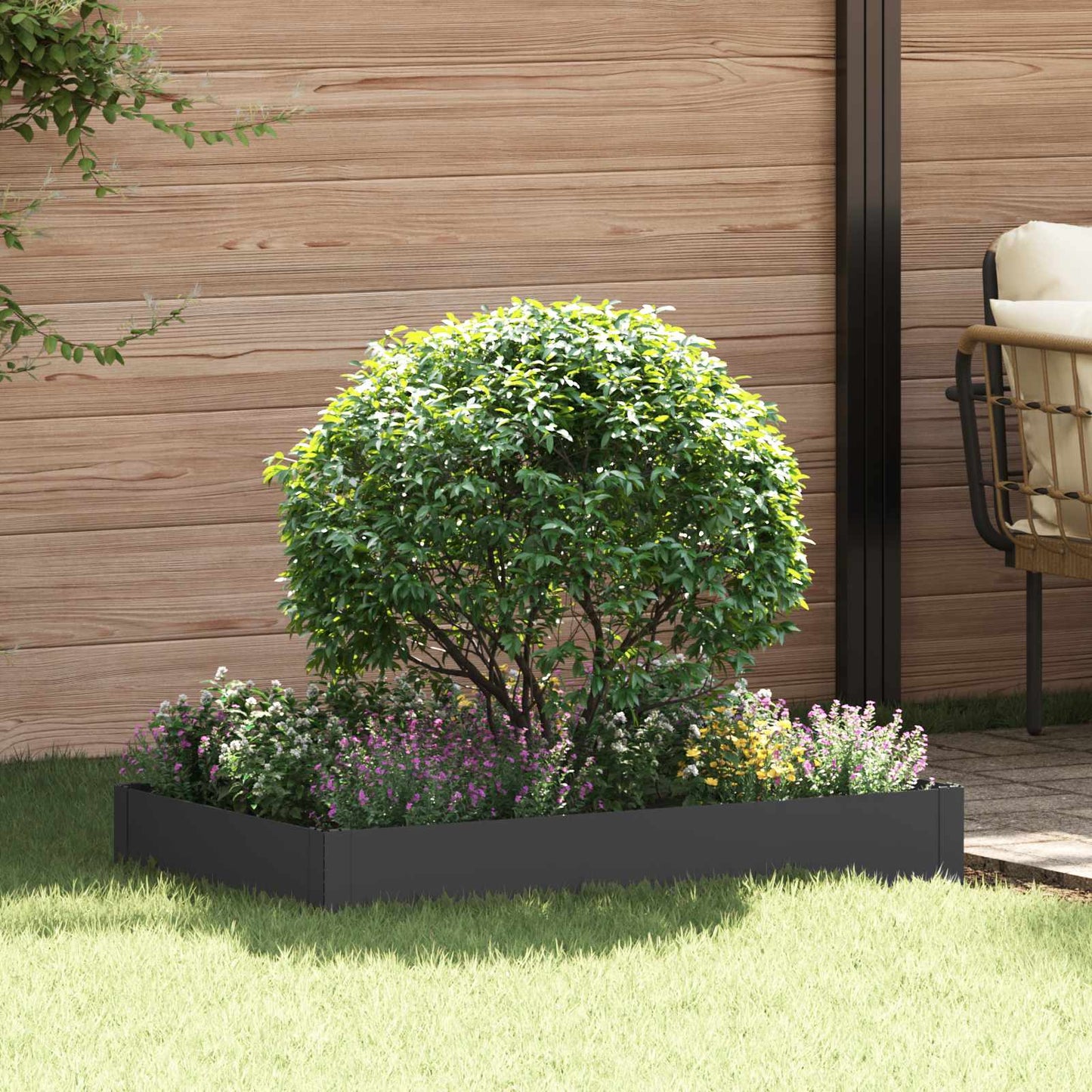 vidaXL Περίγραμμα γκαζόν 100 x 60 x 20 εκ. Ατσάλι Μαύρο