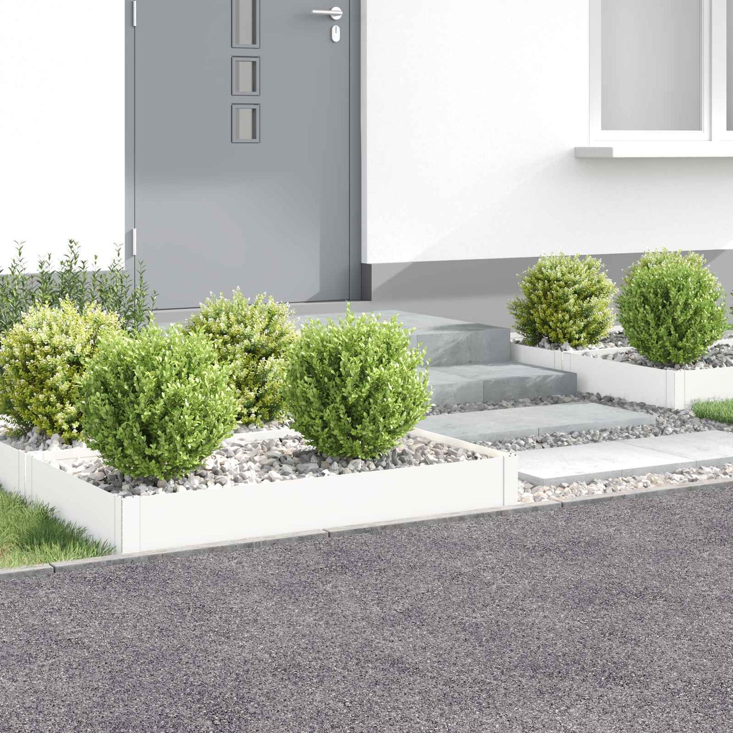 vidaXL Περίγραμμα γκαζόν 4 τμχ. 100 x 60 x 20 εκ. Ατσάλι Λευκό