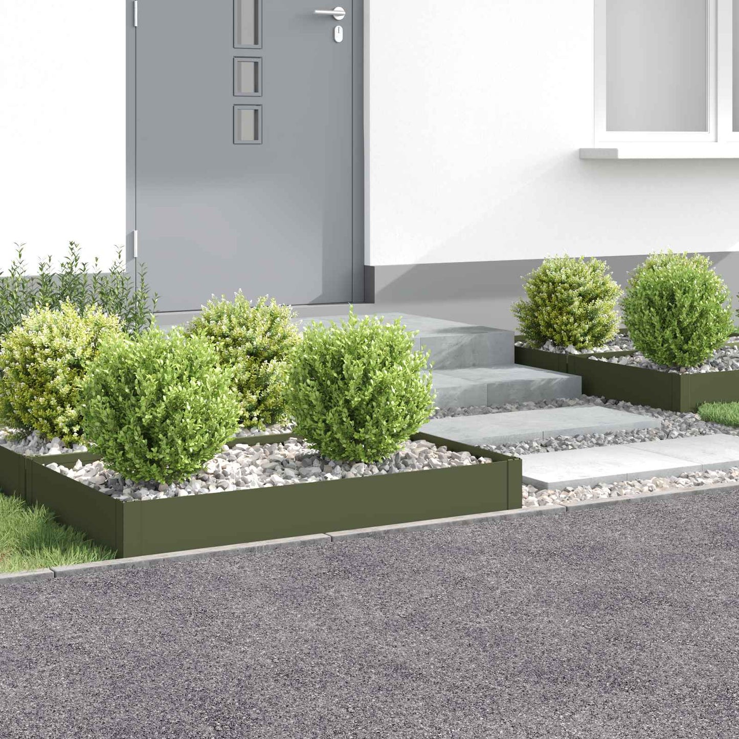 vidaXL Περίγραμμα γκαζόν 4 τμχ. 100 x 60 x 20 εκ. Ατσάλι Λαδί