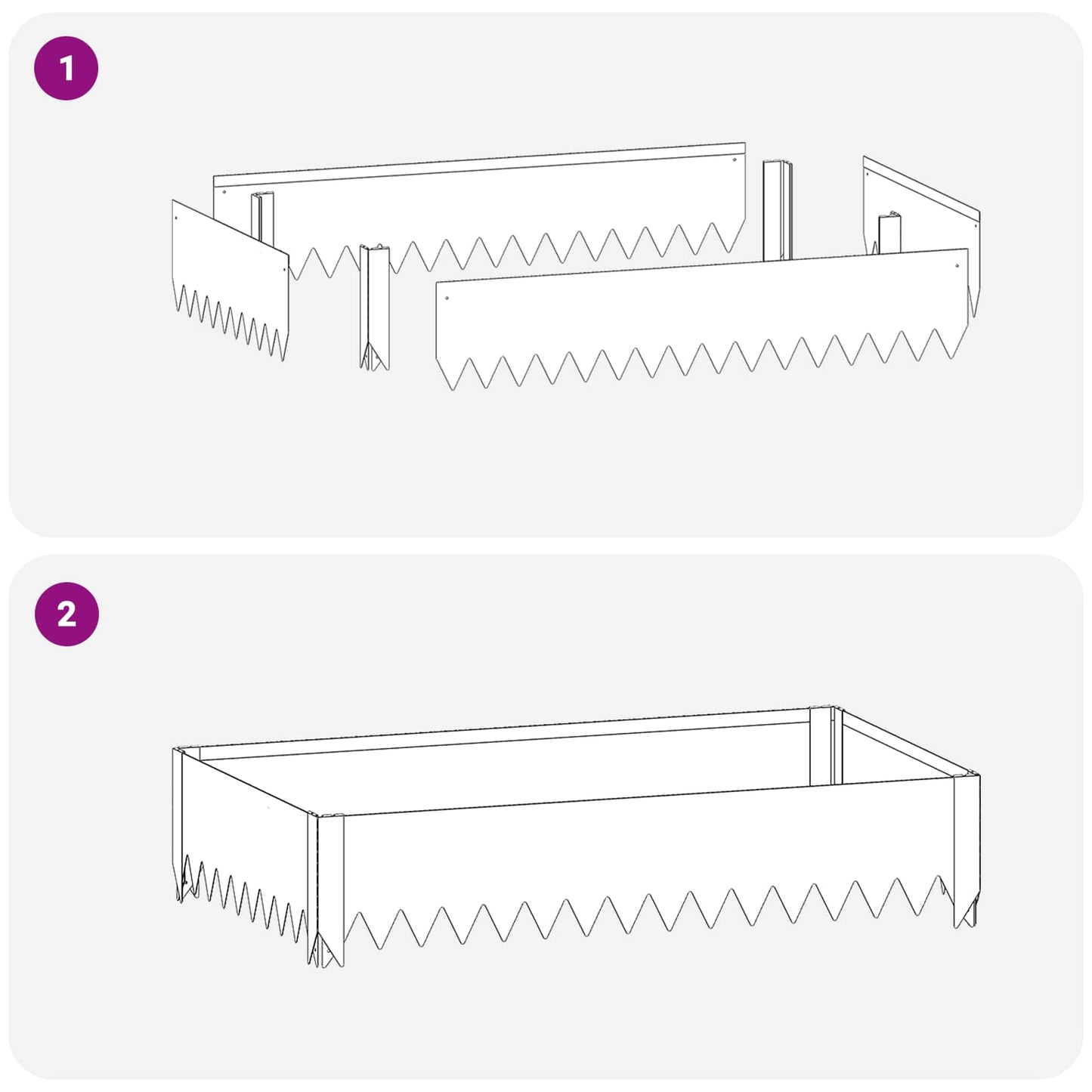 vidaXL Περίγραμμα γκαζόν 100 x 60 x 20 εκ. Ατσάλι Ασημί