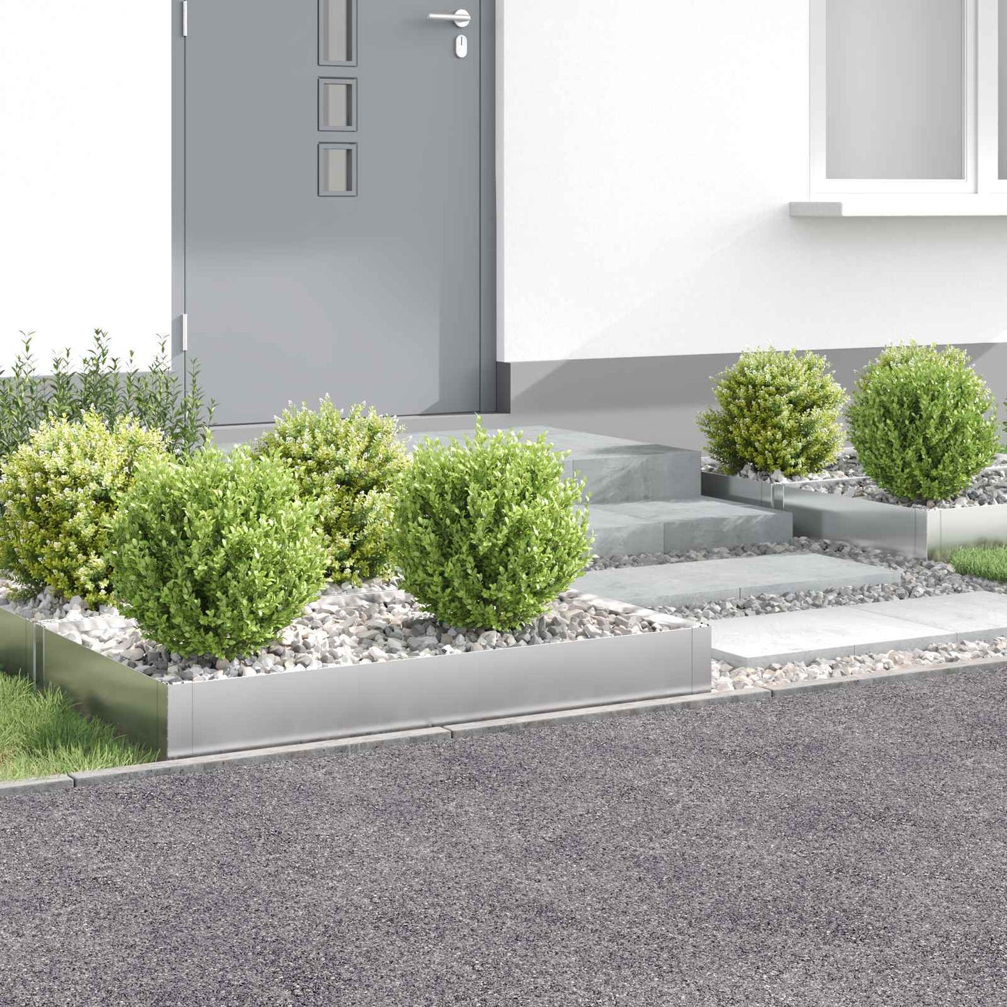 vidaXL Περίγραμμα γκαζόν 4 τμχ. 100 x 60 x 20 εκ. Ατσάλι Ασημί