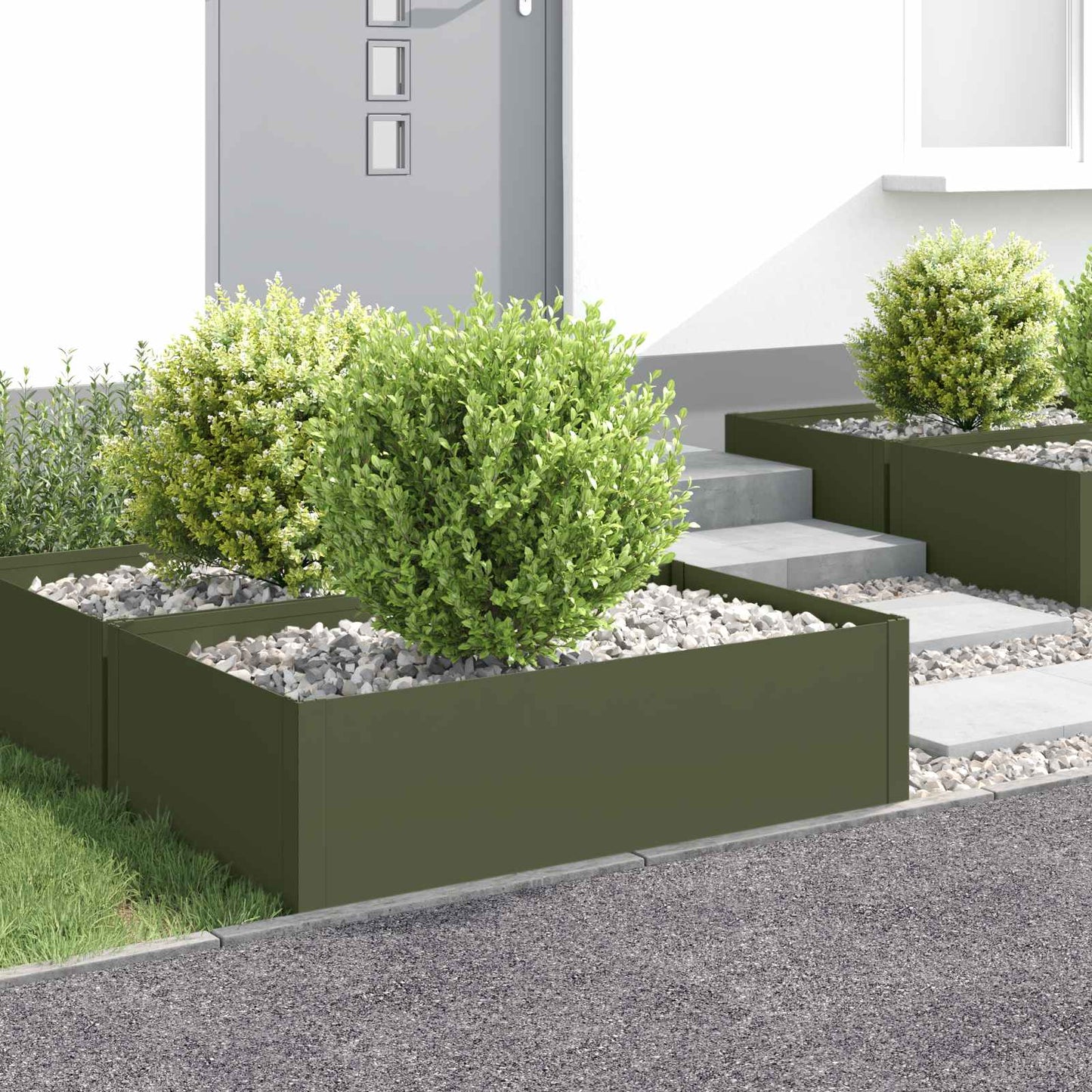vidaXL Περίγραμμα γκαζόν 4 τμχ. 100 x 60 x 35 cm Ατσάλι Λαδί