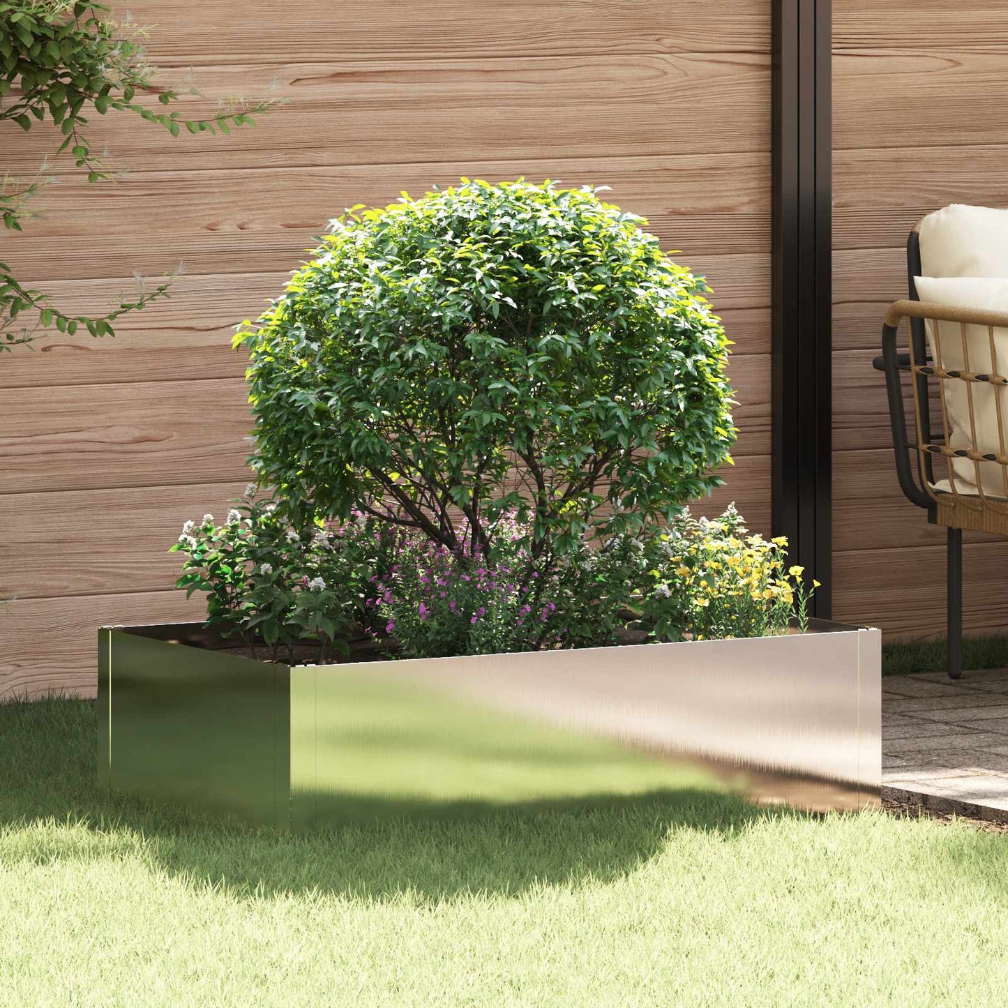 vidaXL Περίγραμμα γκαζόν 100 x 60 x 35 cm Ατσάλι Ασημί